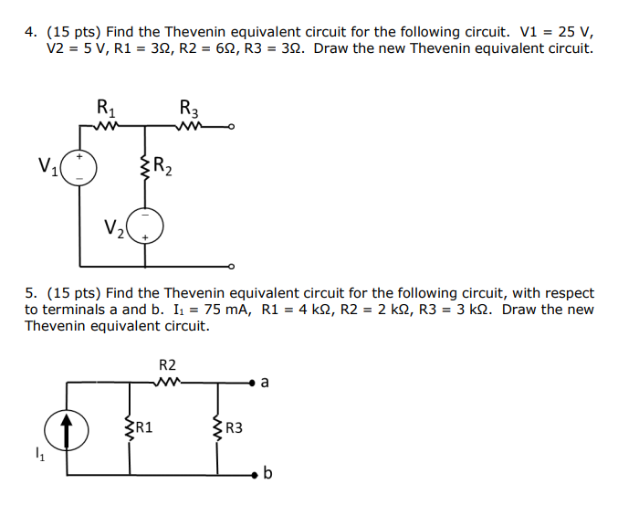 Solved 4. (15 pts) Find the Thevenin equivalent circuit for | Chegg.com
