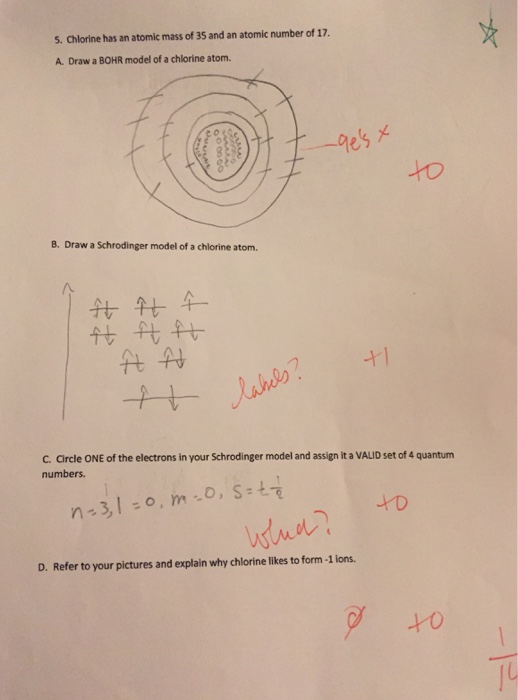 Solved Chlorine has an atomic mass of 35 and an atomic