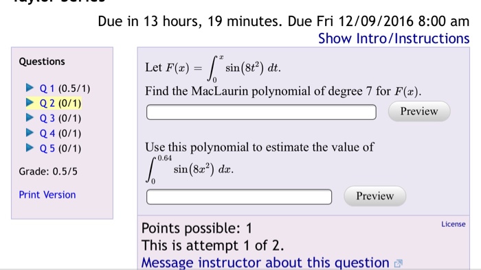 Solved Let F X Integral X 0 Sin 8t 2 Dt Find The