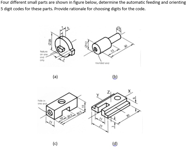 Four different small parts are shown in figure below, | Chegg.com