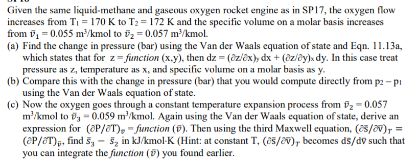 Solved Given the same liquid-methane and gaseous oxygen | Chegg.com