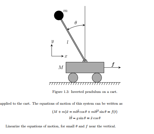 1.1.4 An inverted pendulum on a cart Consider a cart | Chegg.com