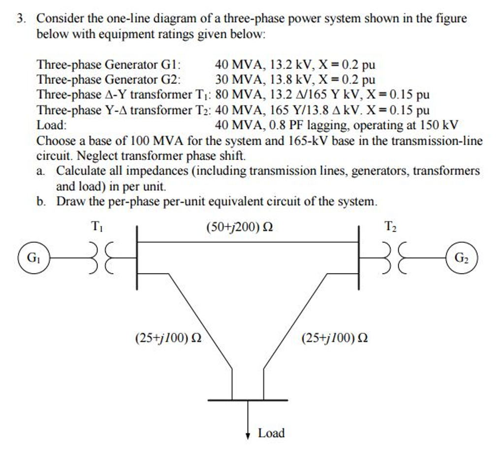 Solved Consider the one-line diagram of a three-phase power | Chegg.com
