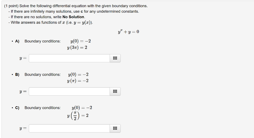 Solved (1 point) Solve the following differential equation
