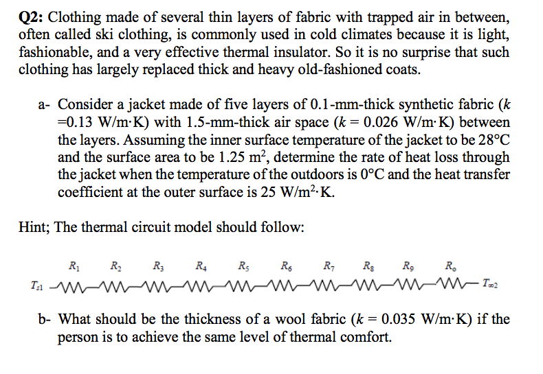 Solved Clothing made of several thin layers of fabric with