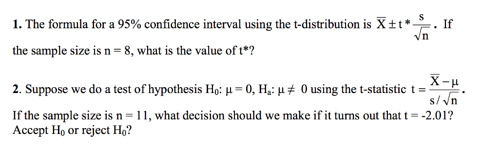 Confidence Interval Formula T Test