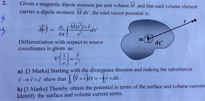 Solved Given a magnetic dipole moment per unit volume M and | Chegg.com