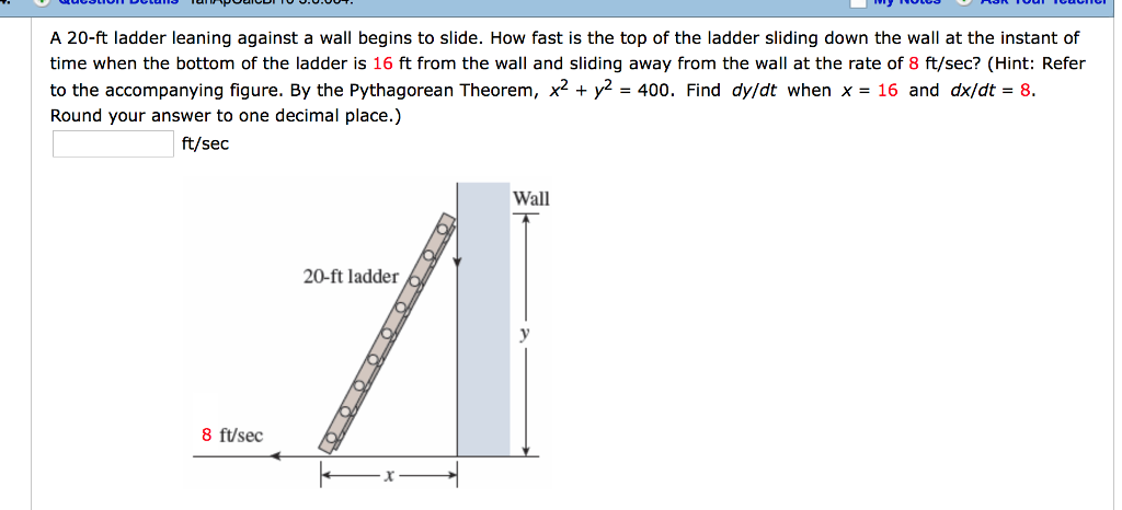 solved-a-20-ft-ladder-leaning-against-a-wall-begins-to-chegg