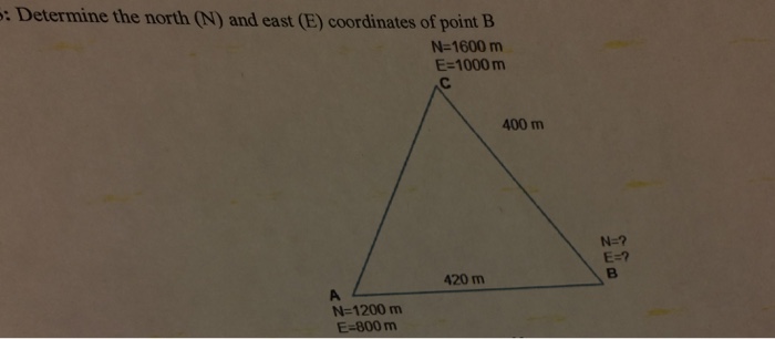 Solved Determine the North (N) and east (E) coordinates of | Chegg.com