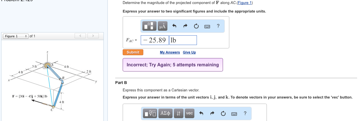 Solved Determine The Magnitude Of The Projected Component Of 