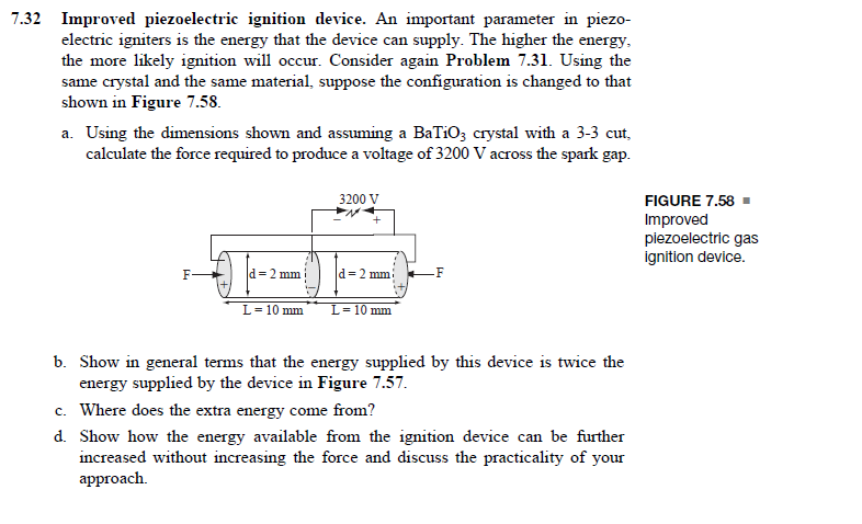 Solved Improved piezoelectric ignition device An important | Chegg.com