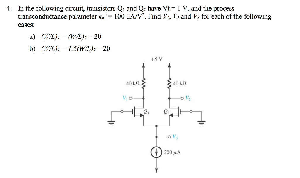 Solved In the following circuit, transistors Q_1 and Q_2 | Chegg.com