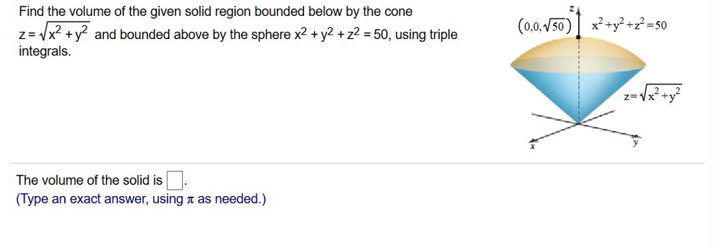 Solved Find the volume of the given solid region bounded | Chegg.com