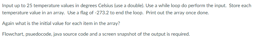 Solved Input up to 25 temperature values in degrees Celsius | Chegg.com