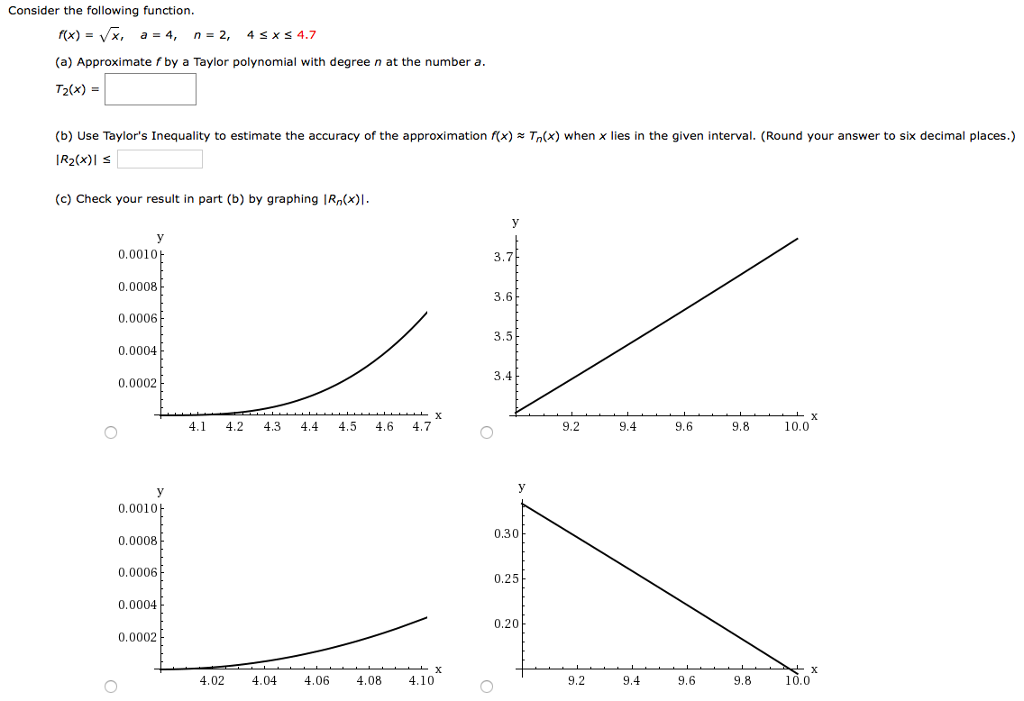 Solved Consider the following function. f(x) = x^(1/2), a=4, | Chegg.com