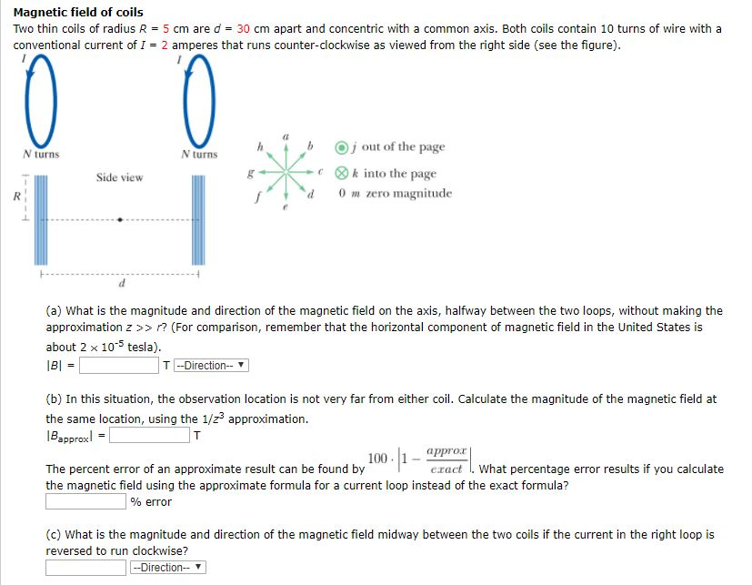 Solved Magnetic field of coils Two thin coils of radius R = | Chegg.com