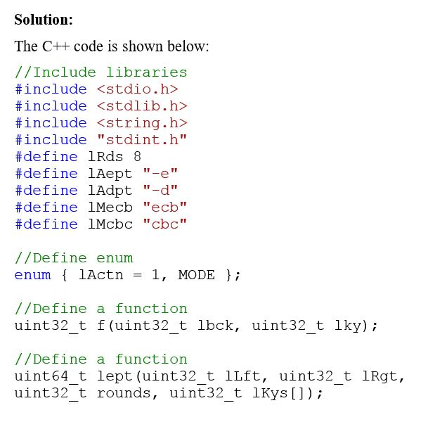 Solved:Write a Feistal structure in C++ Program should read the number ...