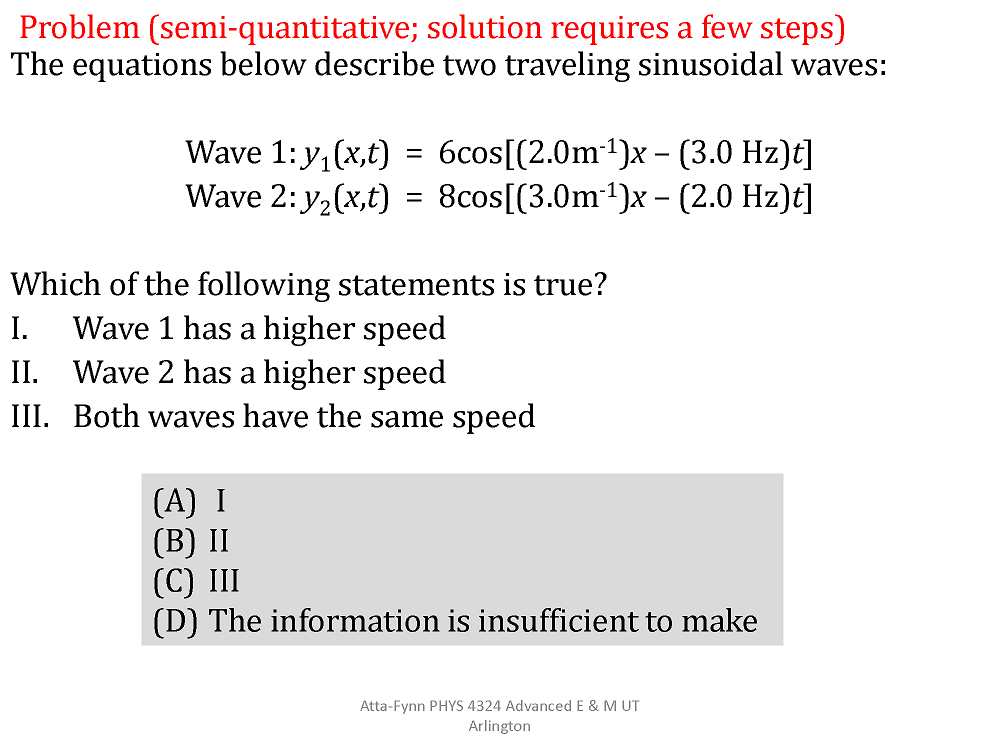 Solved The equations below describe two traveling sinusoidal | Chegg.com