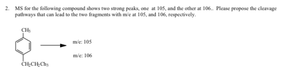 Solved MS for the following compound shows two strong peaks, | Chegg.com