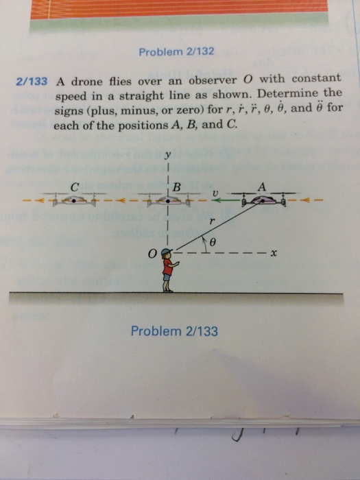 Solved 2133 A Drone Flies Over An Observer O With Constant