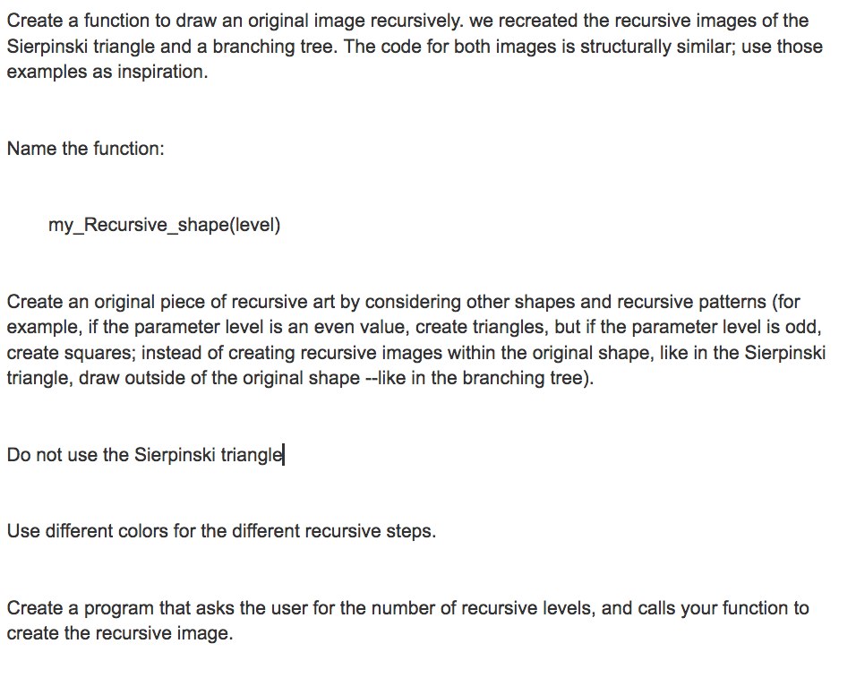 Create a function to draw an original image | Chegg.com