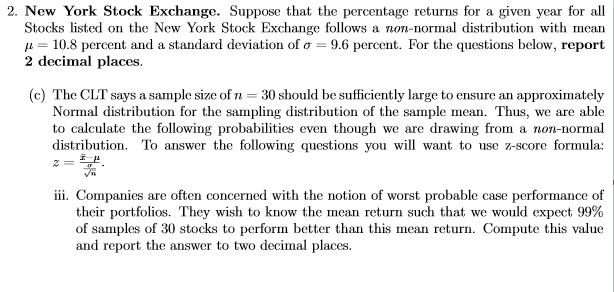 Solved 2. New York Stock Exchange. Suppose that the | Chegg.com