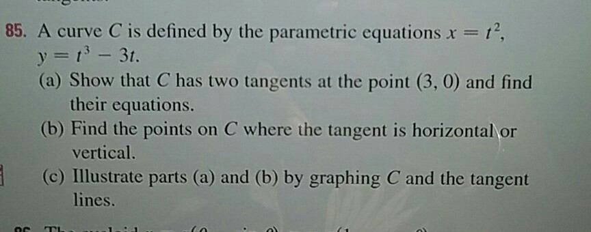 Solved A curve C is defined by the parametric equations x = | Chegg.com