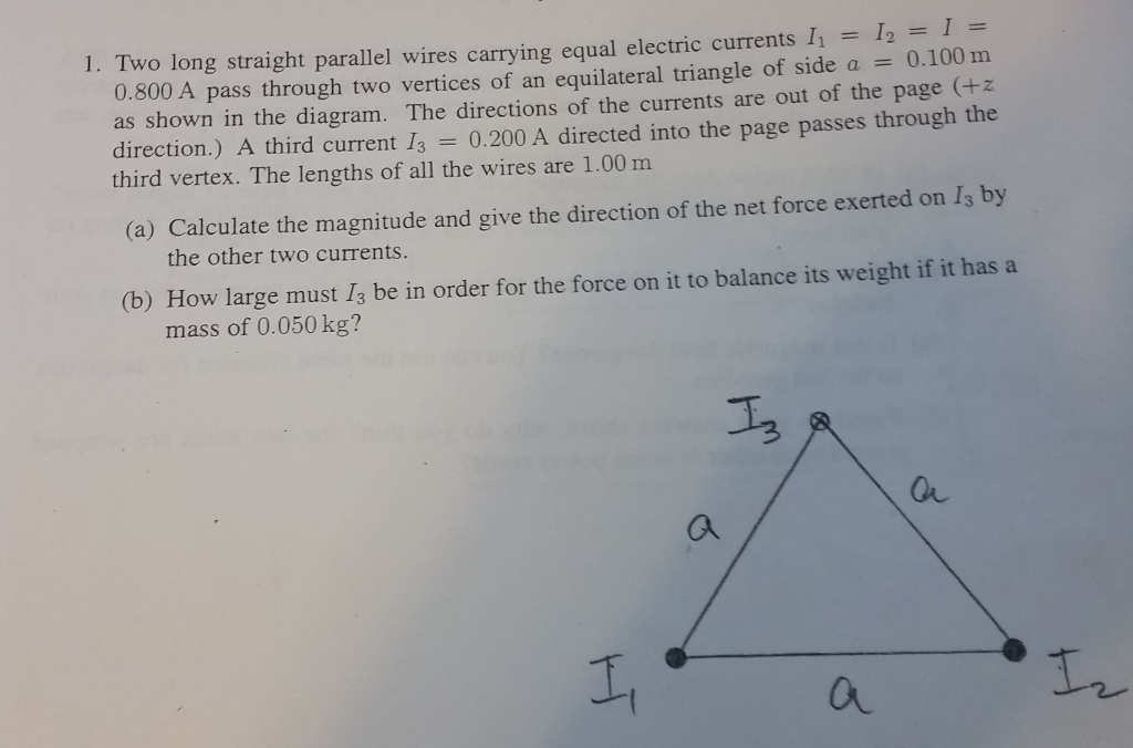Solved Two long straight parallel wires carrying equal