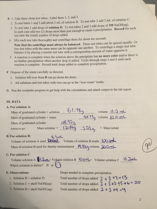 Solved E 1. Take three clean test tubes. Label them 1, 2,