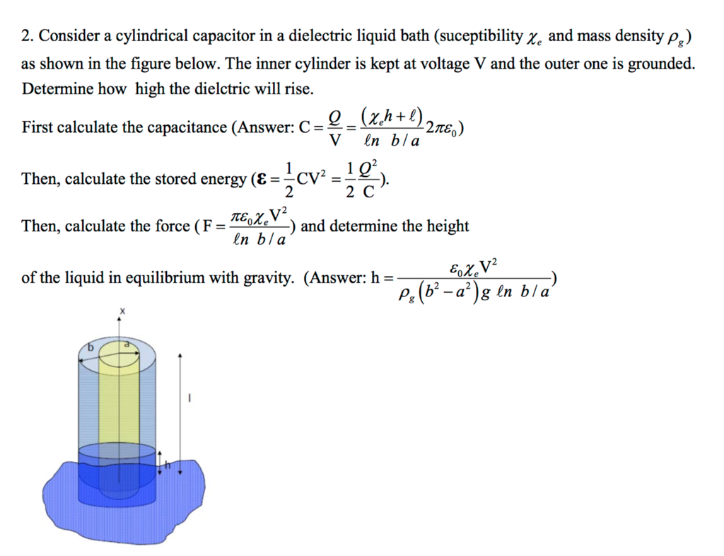Consider a cylindrical capacitor in a dielectric
