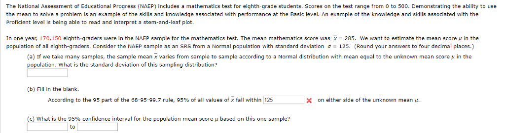 Solved The National Assessment of Educational Progress | Chegg.com