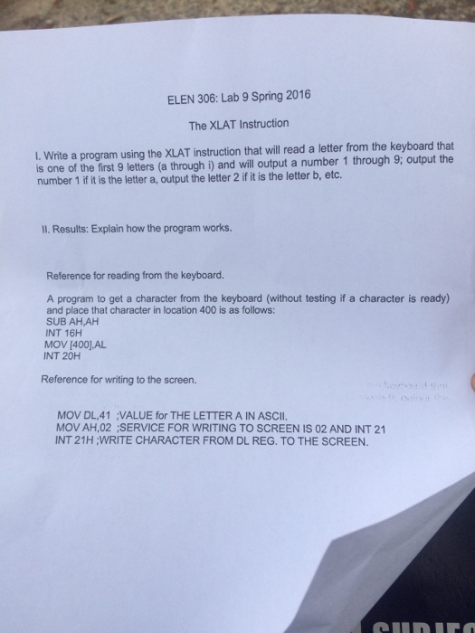 Solved Write a program using the XLAT instruction that will