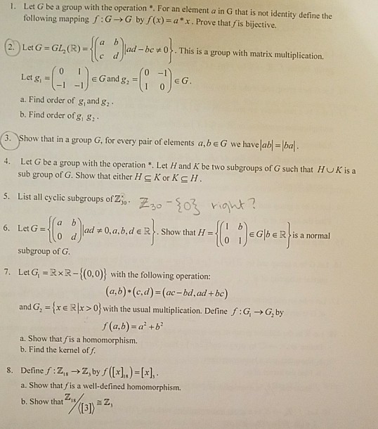 Solved 1. Let G Be A Group With The Operation . For An | Chegg.com