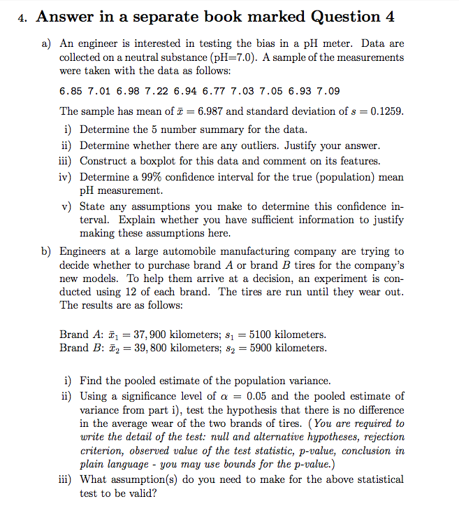 Solved 4. Answer in a separate book marked Question 4 a) An | Chegg.com