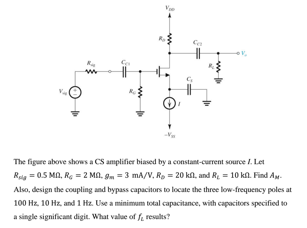 Solved The figure above shows a CS amplifier biased by a