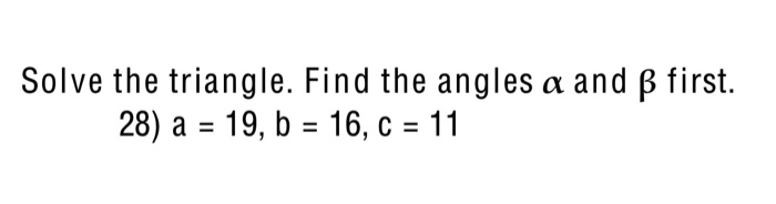 Solved Solve the triangle. Find the angles alpha and beta | Chegg.com