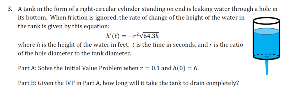 Solved A tank in the form of a right-circular cylinder | Chegg.com