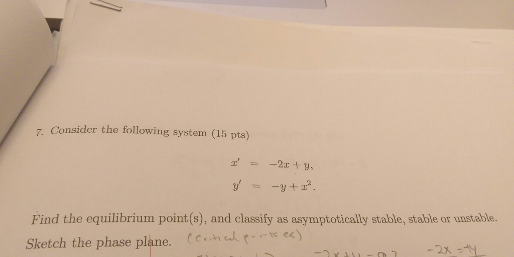 Solved: Consider The Following System X' = -2x + Y, Y' = -... | Chegg.com