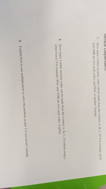 Solved How many 3-letter security codes can be made from the | Chegg.com
