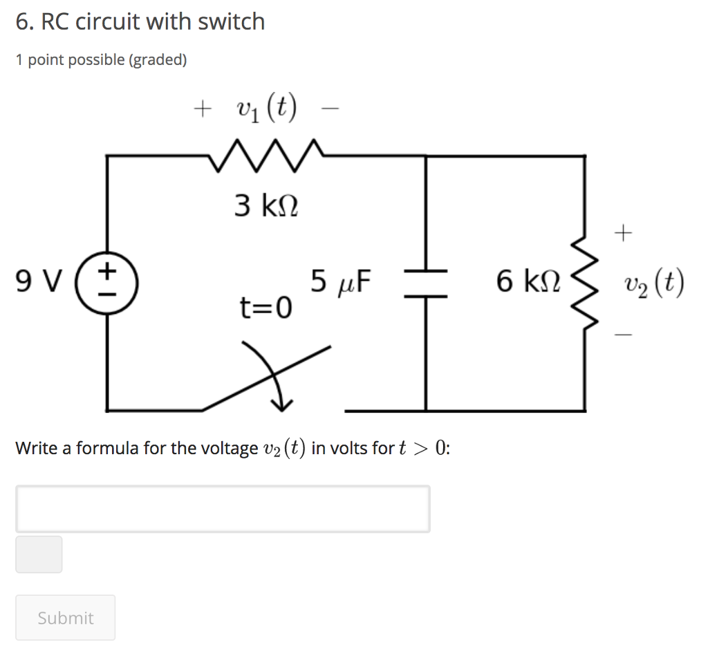 Solved 6 RC Circuit With Switch 1 Point Possible graded Chegg