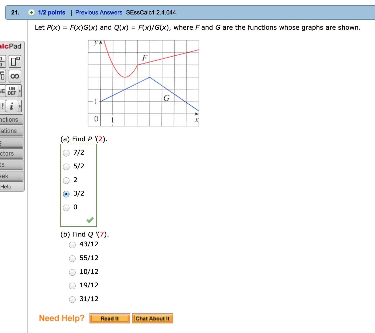 Solved Let Px Fxgx And Qx Fxgx Where F And