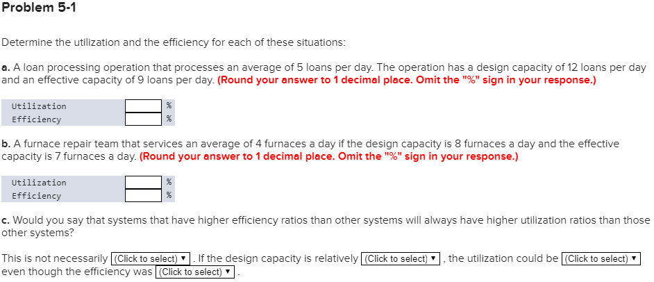 Solved Problem 5-1 Determine the utilization and the | Chegg.com