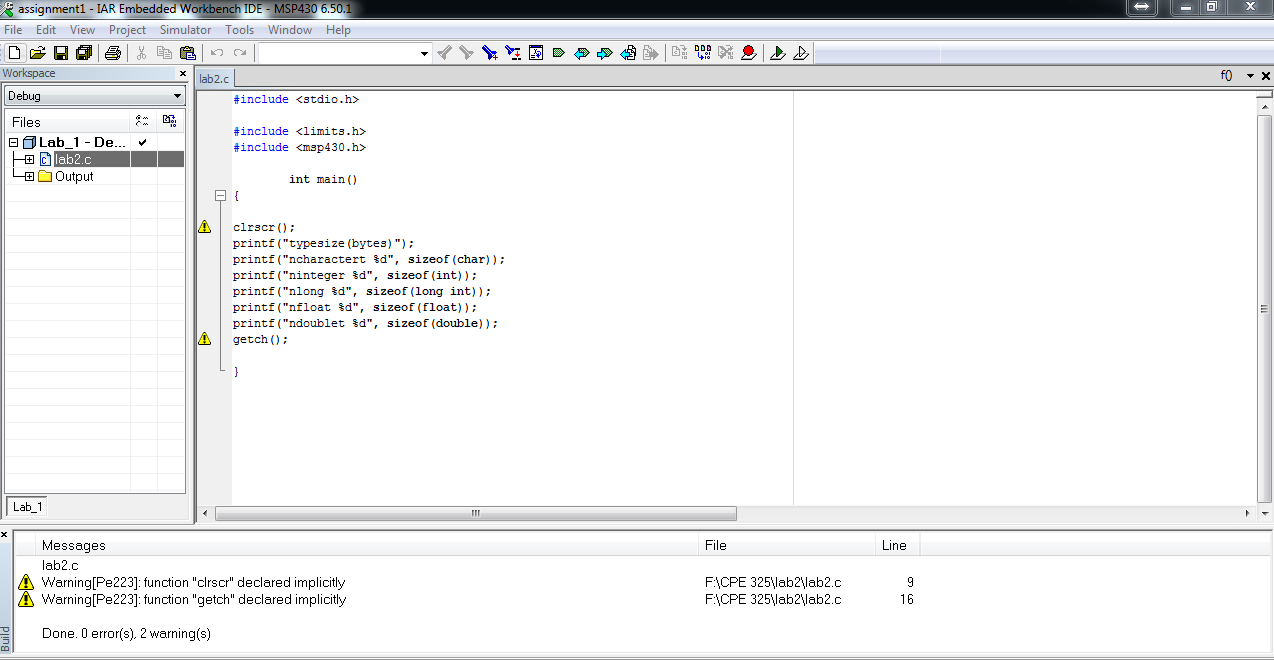 Solved assignment1 - IAR Embedded Workbench IDE- MSP430 | Chegg.com