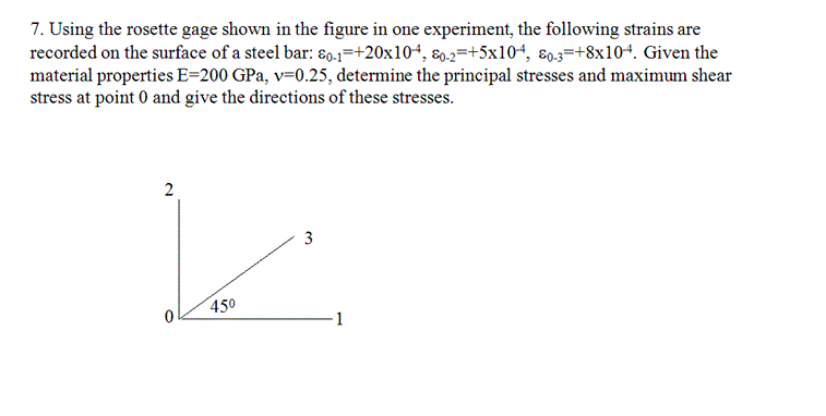 Solved 7. Using the rosette gage shown in the figure in one | Chegg.com