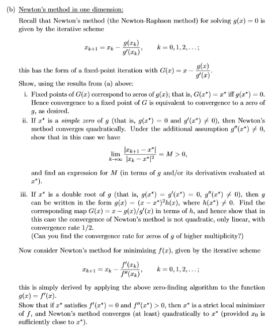 Solved (b) Newton's Method In One Dimension: Recall That | Chegg.com