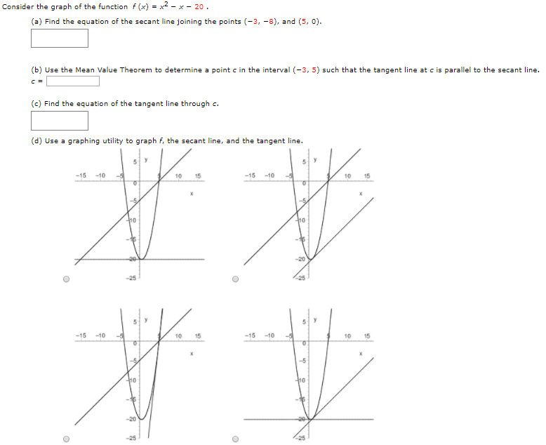 Solved Consider the graph of the function f(x) -x2-x- 20 (a) | Chegg.com