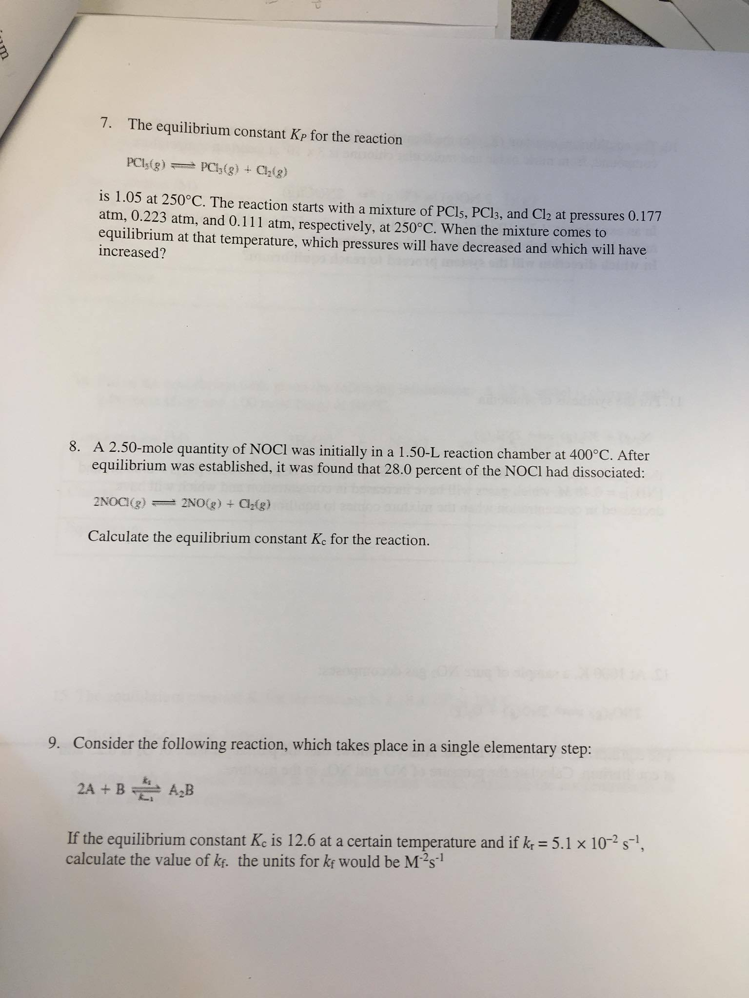 Solved The equilibrium constant K_P for the reaction | Chegg.com