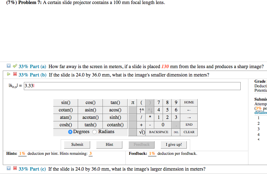 Solved A certain slide projector contains a 100 mm focal