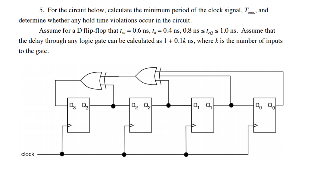 Solved For the circuit below, calculate the minimum period | Chegg.com