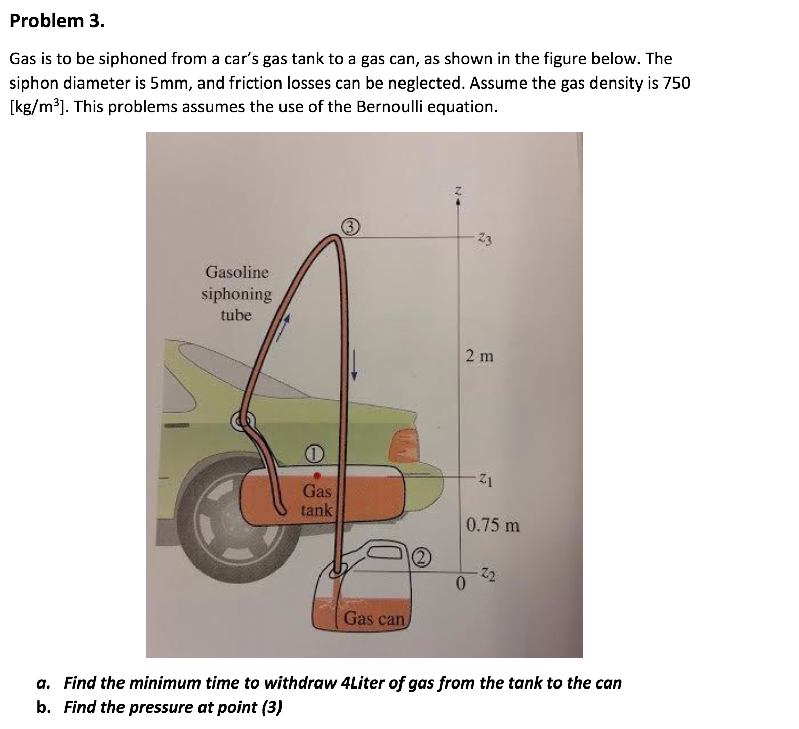 Gas is to be siphoned from a car's gas tank to a gas